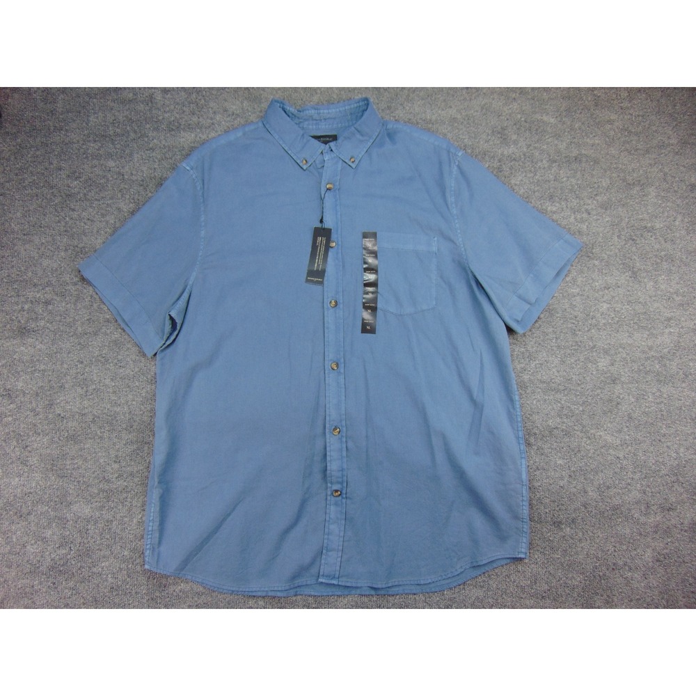 Banana Republic Shirt Mens XL Slim Fit Blue Solid Short Sleeve Button Down - Picture 2 of 10